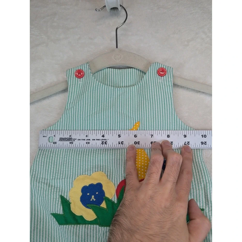 Vintage Robert Jackson Baby Bubble Romper 12-18M Seersucker Animal Applique USA